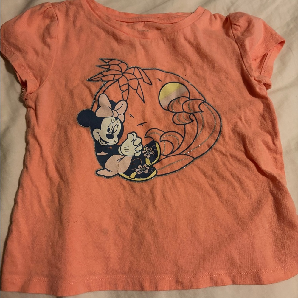 Disney Minnie Mouse Coral Kids toddler Tee beachy palm -Organic cotton 3T- Gap